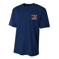 Trump 2024 Keep America Great Usa Flag Front And Back Performance Sprint T-Shirt