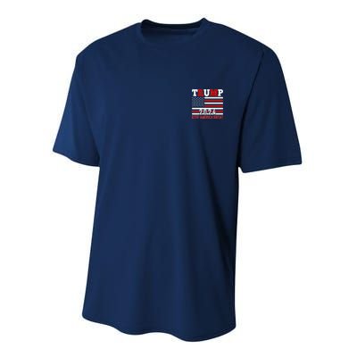 Trump 2024 Keep America Great Usa Flag Front And Back Performance Sprint T-Shirt