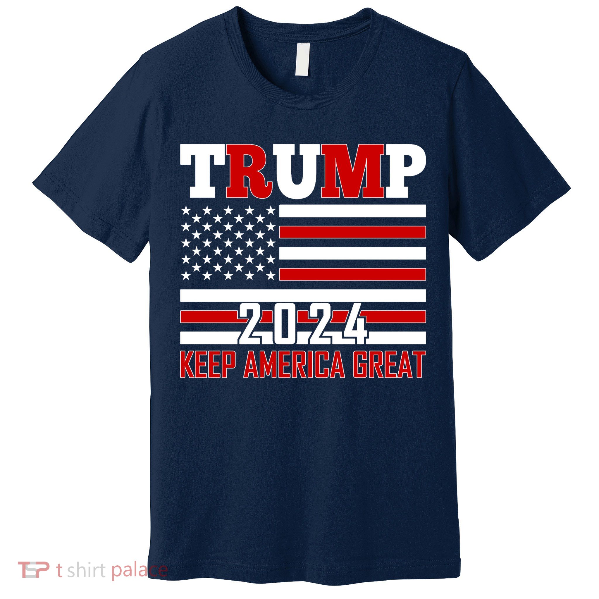 Trump 2024 Keep America Great Usa Flag Front And Back Premium T-Shirt