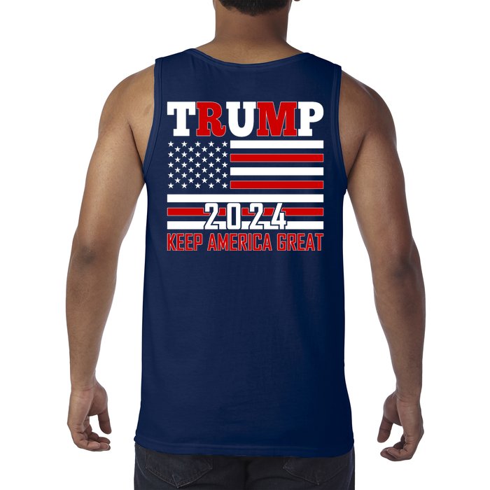 Trump 2024 Keep America Great Usa Flag Front And Back Tank Top