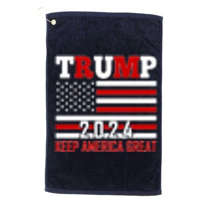 Trump 2024 Keep America Great Usa Flag Front And Back Platinum Collection Golf Towel