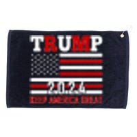 Trump 2024 Keep America Great Usa Flag Front And Back Grommeted Golf Towel