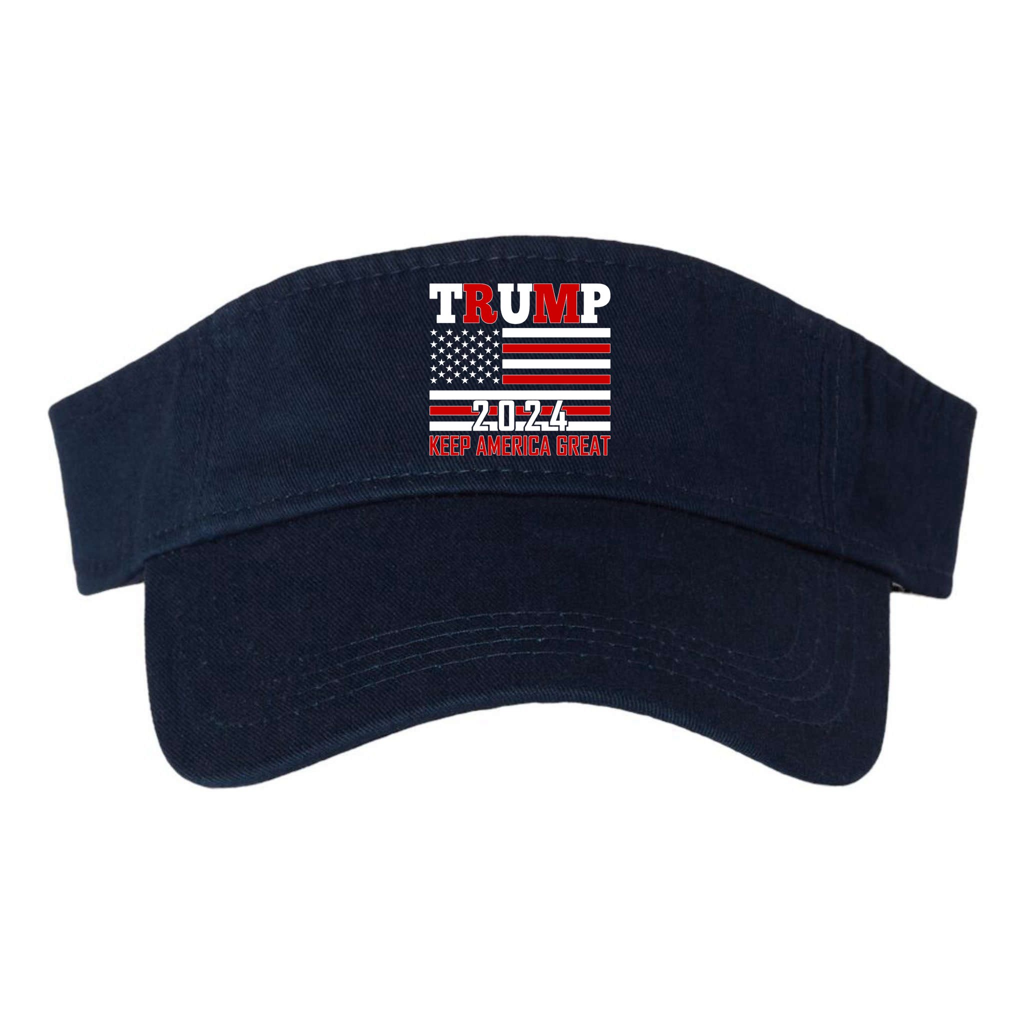 Trump 2024 Keep America Great Usa Flag Front And Back Visor