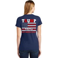 Trump 2024 Keep America Great Usa Flag Front And Back Women's T-Shirt