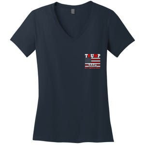 Trump 2024 Keep America Great Usa Flag Front And Back Women's V-Neck T-Shirt