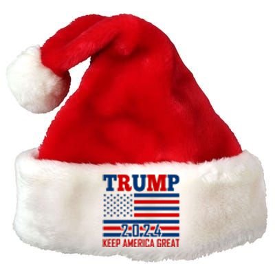 Trump 2024 Keep America Great Usa Flag Front And Back Premium Christmas Santa Hat