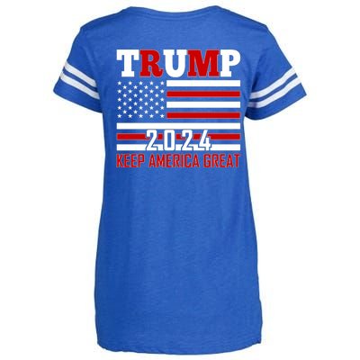 Trump 2024 Keep America Great Usa Flag Front And Back Enza Ladies Jersey Football T-Shirt