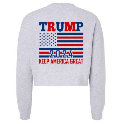 Trump 2024 Keep America Great Usa Flag Front And Back Cropped Pullover Crew