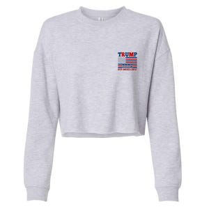 Trump 2024 Keep America Great Usa Flag Front And Back Cropped Pullover Crew