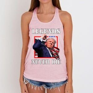 Trump 2024 Legends Never Die Fight Trump Fist Pump Shot Gift Women's Knotted Racerback Tank