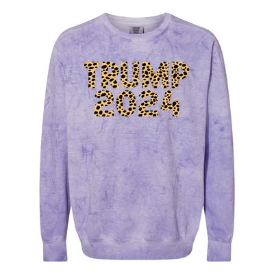 Trump 2024 Leopard Design Colorblast Crewneck Sweatshirt