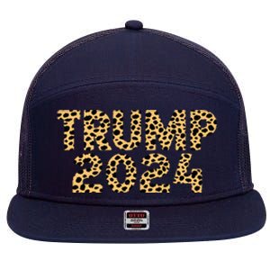 Trump 2024 Leopard Design 7 Panel Mesh Trucker Snapback Hat