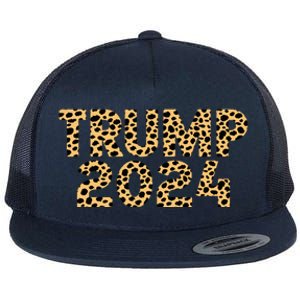 Trump 2024 Leopard Design Flat Bill Trucker Hat