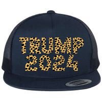 Trump 2024 Leopard Design Flat Bill Trucker Hat