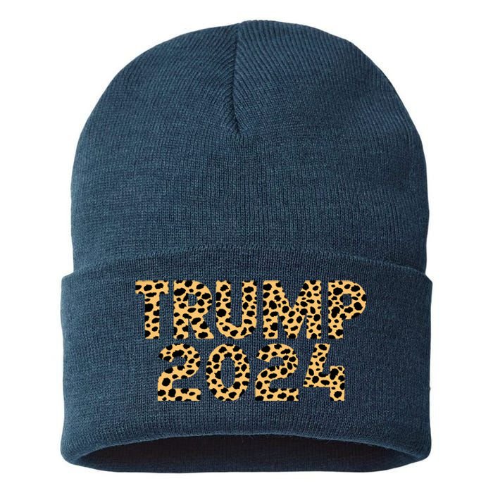 Trump 2024 Leopard Design Sustainable Knit Beanie