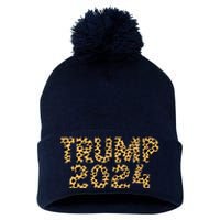 Trump 2024 Leopard Design Pom Pom 12in Knit Beanie