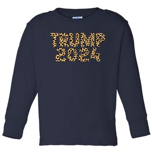 Trump 2024 Leopard Design Toddler Long Sleeve Shirt