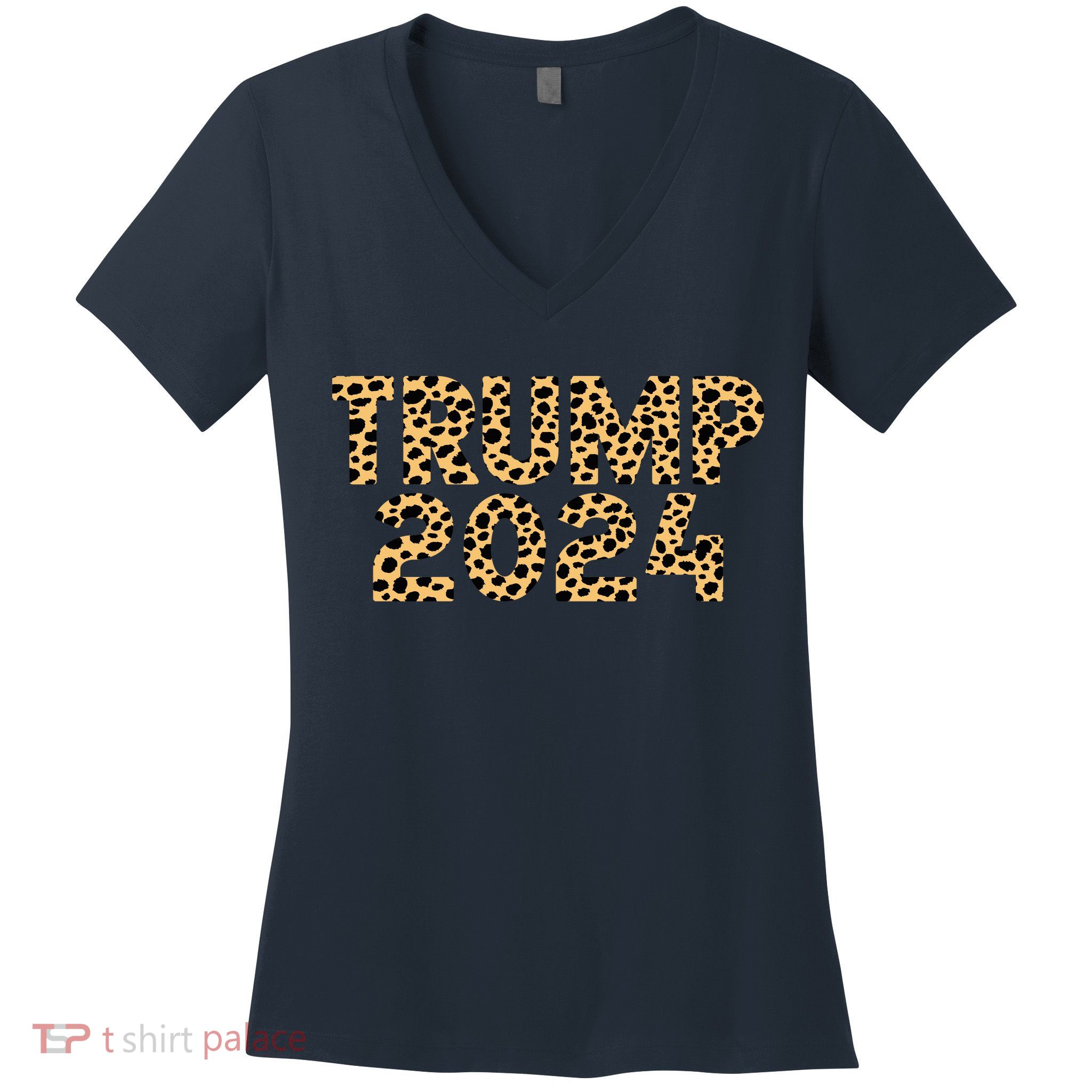 Trump 2024 Leopard Design Women's V-Neck T-Shirt