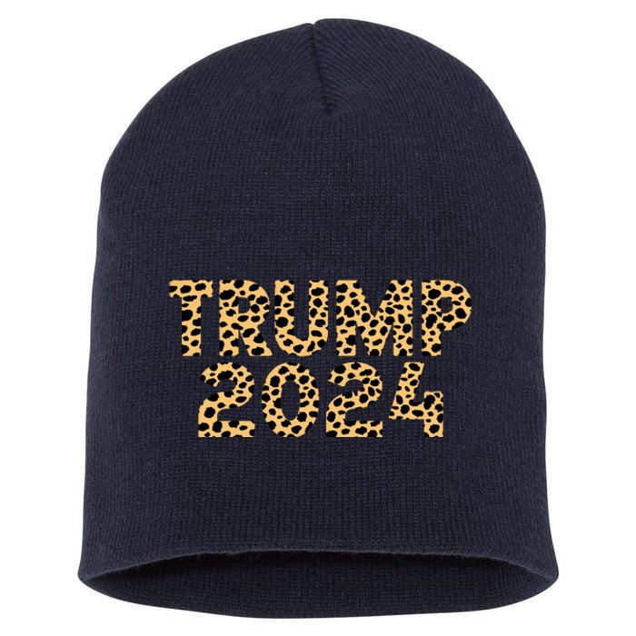 Trump 2024 Leopard Design Short Acrylic Beanie