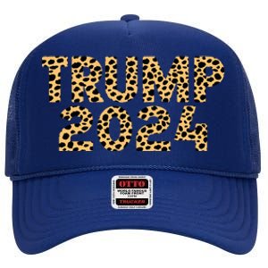 Trump 2024 Leopard Design High Crown Mesh Back Trucker Hat