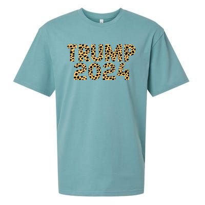 Trump 2024 Leopard Design Sueded Cloud Jersey T-Shirt