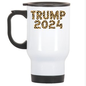 Trump 2024 Leopard Design Stainless Steel Travel Mug