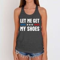 Trump 2024 Let Me Get My Shoes Funny Voting Election 2024 Usa Women's Knotted Racerback Tank