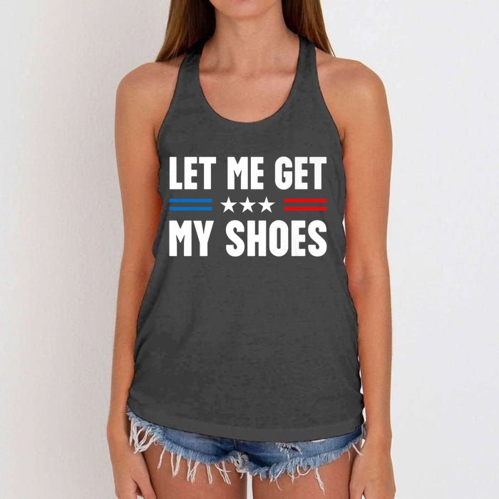 Trump 2024 Let Me Get My Shoes Funny Voting Election 2024 Usa Women's Knotted Racerback Tank