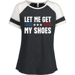 Trump 2024 Let Me Get My Shoes Funny Voting Election 2024 Usa Enza Ladies Jersey Colorblock Tee