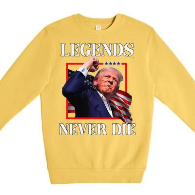 Trump 2024 Legends Never Die Fight Trump Fist Pump Shot Premium Crewneck Sweatshirt