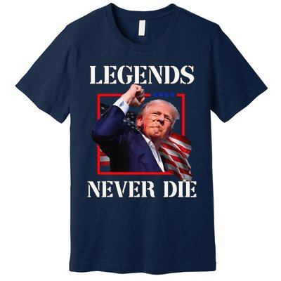 Trump 2024 Legends Never Die Fight Trump Fist Pump Shot Premium T-Shirt