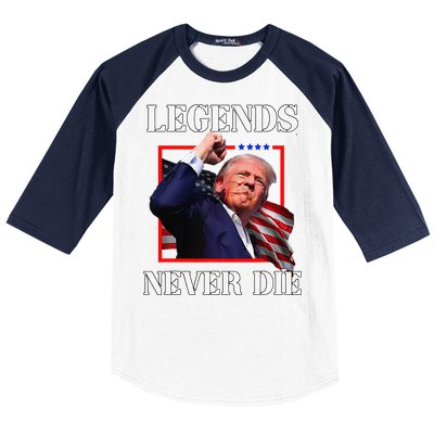 Trump 2024 Legends Never Die Fight Trump Fist Pump Shot Baseball Sleeve Shirt