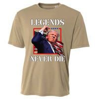 Trump 2024 Legends Never Die Fight Trump Fist Pump Shot Cooling Performance Crew T-Shirt