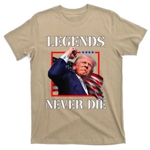 Trump 2024 Legends Never Die Fight Trump Fist Pump Shot T-Shirt