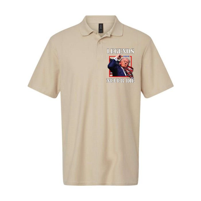 Trump 2024 Legends Never Die Fight Trump Fist Pump Shot Softstyle Adult Sport Polo