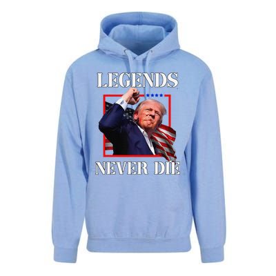 Trump 2024 Legends Never Die Fight Trump Fist Pump Shot Unisex Surf Hoodie