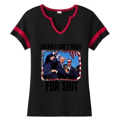 Trump 2024 Liberals Cant Shoot For Shit Ladies Halftime Notch Neck Tee