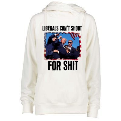 Trump 2024 Liberals Cant Shoot For Shit Womens Funnel Neck Pullover Hood