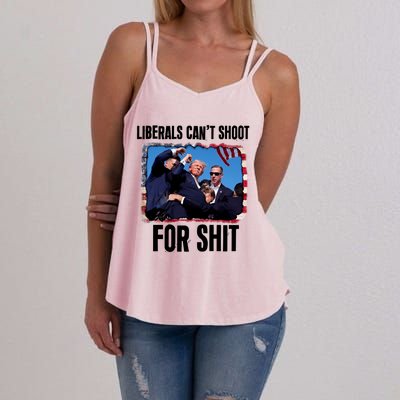 Trump 2024 Liberals Cant Shoot For Shit Women's Strappy Tank