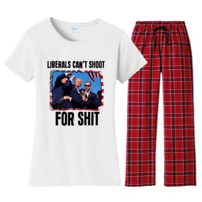 Trump 2024 Liberals Cant Shoot For Shit Women's Flannel Pajama Set