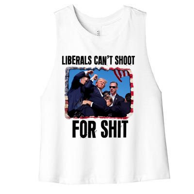 Trump 2024 Liberals Cant Shoot For Shit Women's Racerback Cropped Tank