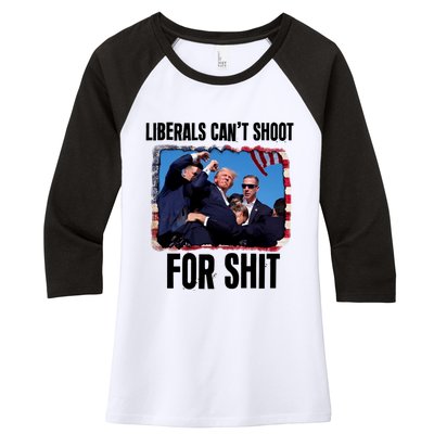 Trump 2024 Liberals Cant Shoot For Shit Women's Tri-Blend 3/4-Sleeve Raglan Shirt