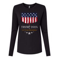 Trump 2024 Lets Go Brandon U.S Flag Womens Cotton Relaxed Long Sleeve T-Shirt