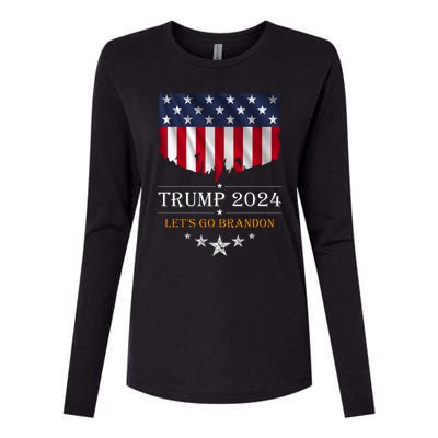 Trump 2024 Lets Go Brandon U.S Flag Womens Cotton Relaxed Long Sleeve T-Shirt