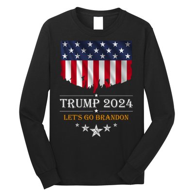 Trump 2024 Lets Go Brandon U.S Flag Long Sleeve Shirt