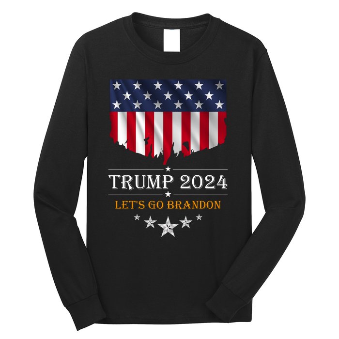 Trump 2024 Lets Go Brandon U.S Flag Long Sleeve Shirt