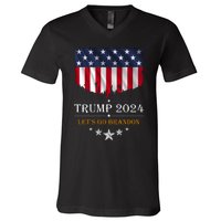 Trump 2024 Lets Go Brandon U.S Flag V-Neck T-Shirt