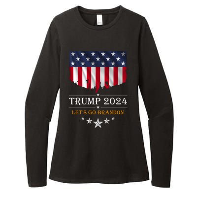 Trump 2024 Lets Go Brandon U.S Flag Womens CVC Long Sleeve Shirt