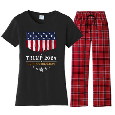 Trump 2024 Lets Go Brandon U.S Flag Women's Flannel Pajama Set