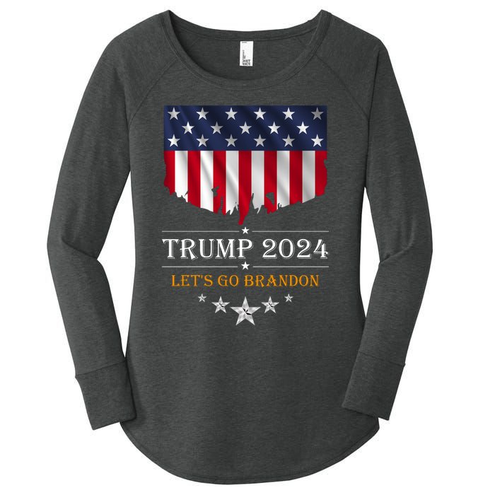 Trump 2024 Lets Go Brandon U.S Flag Women's Perfect Tri Tunic Long Sleeve Shirt